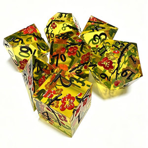 Sharp Edge Black Resin <b>Dice</b> Set 7 Piece Polyhedral DND <b>Dice</b> With Plum Blossom Pattern For Dungeons And Dragons RPG Games - Product Image 4