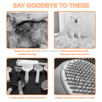 Brosse autonettoyante 2-en-1 pour animaux de compagnie, peigne réglable pour l'élimination des poils de chat et de chien