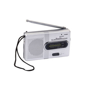 Factory Silver Retro AM FM Two Band <b>Pocket</b> Radio with Built In Speaker Telescopic Antenna and Lanyard Elderly Friendly Radio - Product Image 1