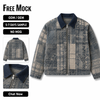 Veste en tapisserie à col rabattu pour homme, veste en tapisserie tissée jacquard avec fermeture éclair pour homme