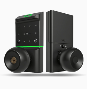 Aluminum Alloy Ball Smart Lock with Biometric Fingerprint RFID Card Reader Keypad WIFI TUYA App Control Cloud Storage <strong>Door</strong> <strong>Knob</strong> - Product Image 1