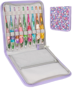 Kit de <span class=keywords><strong>crochet</strong></span> 9 pièces en oxyde d'aluminium coloré avec poignée transparente en forme de fleur pour la création de bijoux DIY - Product Image 1