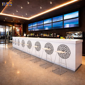 Diseño de Barra Comercial Personalizada para Restaurante de Lujo, Barra de Servicio de Alta Calidad en Piedra Acrílica para Cafetería Deportiva y Billar - Product Image 4