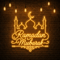 Enseigne néon LED personnalisée Ramadan Mubarak, enseigne lumineuse Ramadan Kareem, néon flexible 3D en forme de mosquée pour la décoration murale de fête musulmane