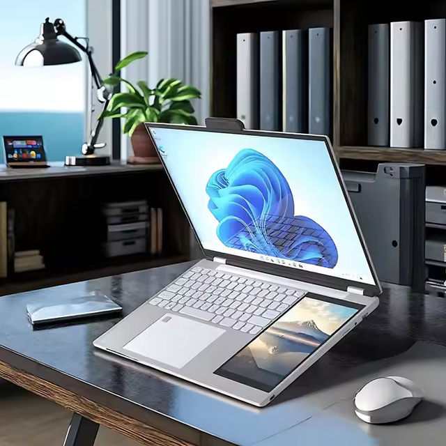 Intel N100 Touch Screen 15.6 Inch + 7 Inch Double Monitor Intel 16GB 512GB 1TB SSD Dual Screen Office Business Laptop