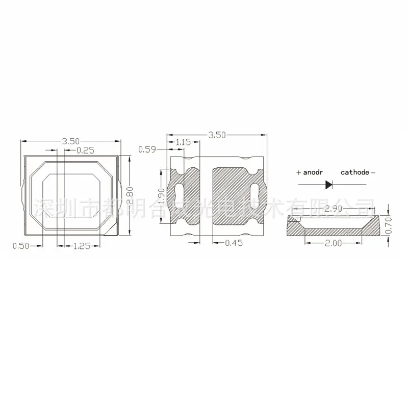 제조업체 제공 2835 smd led 램프 하이라이트 0.2W 패치 램프 빨강 녹색 파랑 핑크 앰버