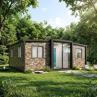 Maison préfabriquée de luxe modulaire extensible de 40 pieds avec deux chambres et porte vitrée en conteneur maritime de 40 pieds