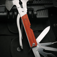 Marteau de survie multifonction avec hache et manche en bois pour projets de bricolage, options OEM personnalisables disponibles