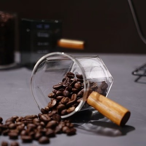 แก้วทรงแปดเหลี่ยมสำหรับสกัดกาแฟเอสเพรสโซ พร้อมสเกลวัดปริมาณ ด้ามจับไม้ แก้วออนซ์สำหรับกาแฟเข้มข้น อุปกรณ์ชงกาแฟสำหรับใช้ในบ้าน - Product Image 4