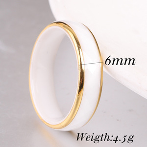 6MM Faceted Ceramic Band <b>Ring</b> With Gold Edges | Minimalist <b>Black</b> and White Ceramic Couple <b>Ring</b> <b>for</b> <b>Men</b> & Women - Product Image 6