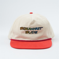 Chapeaux non structurés avec patch tissé personnalisé à 5 panneaux avec corde sur le bord