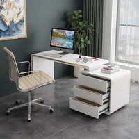 Bon marché, table d'étude blanche brillante, bureau d'ordinateur avec tiroirs, bureau d'ordinateur moderne en bois