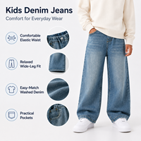 Jeans en denim à jambe large pour enfants, taille élastique, délavage vintage, coupe ample, pantalon baggy pour tout-petits garçons et filles, tenue décontractée pour la rentrée scolaire