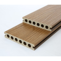 Planches de terrasse en composite WPC brossé co-extrudé 18 mm, double verrouillage, résistantes à l'humidité, grain de bois lisse, direct usine
