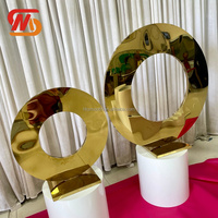 Centre de table de luxe SMOOTH Factory, support à fleurs circulaire en acier inoxydable doré brillant pour décoration de mariage