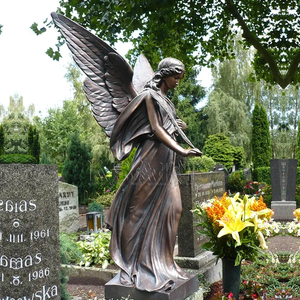 Estatua de bronce de tamaño real, escultura al aire libre, mujer triste acostada en lápida, fundición y técnicas de impresión de troquelado - Product Image 5