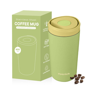 Taza de café de acero inoxidable con logotipo personalizado de nuevo diseño Everich, Taza Termo aislada de 400ml con diseño duradero y sin BPA - Product Image 1