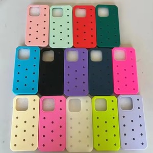 DIY lindo suave silicona a prueba de golpes funda de teléfono <span class=keywords><strong>celular</strong></span> para iPhone 16 15 14 13 Pro Max <span class=keywords><strong>Con</strong></span> agujeros para encantos pines - Product Image 1