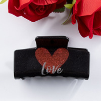 Nouvelle pince à cheveux requin imprimée LOVE pour la Saint-Valentin, accessoires capillaires sophistiqués et élégants pour femmes, pince requin mignonne