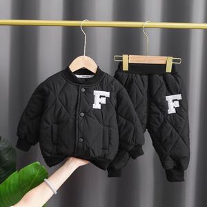 면 투피스 아기 소년 캐주얼 유아 어린이 데일리 의류 세트 두꺼운 따뜻한 어린이 운동복 겨울 의류 - Product Image 2
