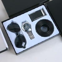Cadeaux d'affaires personnalisés pour hommes, lot de 4 pièces, montre étanche, porte-clés, ceinture, lunettes de soleil, cadeau pour hommes
