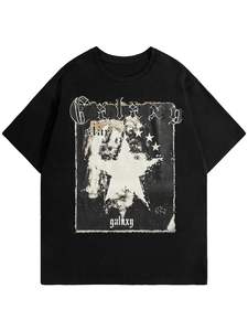 T-shirt à col rond surdimensionné 100% coton pour homme, manches courtes, imprimé lettres, hauts d'été graphiques, tissu tricoté léger - Product Image 3