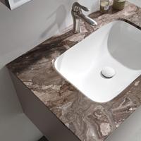 Meuble-lavabo compact et moderne avec armoire miroir murale et plateau en marbre, tiroir de rangement