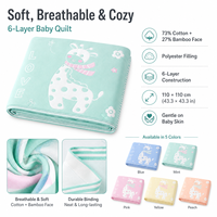 Couette rembourrée en coton et bambou pour bébé, 43,3x43,3 pouces, 6 couches, couverture de literie chaude pour chambre d'enfant