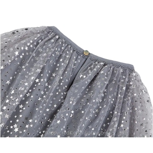 Vestiti del bambino Vestito Stampato Stelle D'argento Maniche Lunghe <span class=keywords><strong>Tutu</strong></span> Morbido Grigio 2-12 Anni Girls 'Dress - Product Image 3