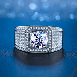 Bán Buôn Thời Trang 1CT Moissanite Người Đàn Ông Của Nhẫn S925 Sterling Silver Quảng Trường Kim Cương Zircon Tuyên Bố Nhẫn Trưởng Thành Blink - Product Image 1