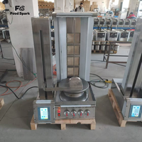 Nouvelle conception de machine à découper la viande verticale automatique pour shawarma, en acier inoxydable, 4 brûleurs au gaz/électrique