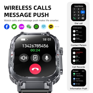 Montre connectée S320B pour homme, écran TFT 2,02 pouces, fonction lampe torche, forme carrée, sport, fitness, compatible iOS et Android - Product Image 2
