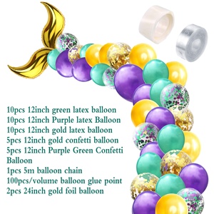 Suministros de fondo para fiesta de cumpleaños de sirena, 44 Uds., recuerdo para niños, evento de boda, fiesta, decoración de globos de fiesta de <span class=keywords><strong>sirenita</strong></span> - Product Image 3