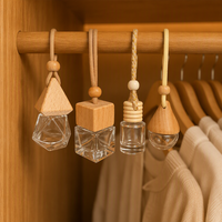 Bouteille diffuseur d'aromathérapie en bois pour voiture, rechargeable, vide, à suspendre, pour parfum, vente en gros