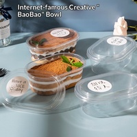 Bol de nourriture pour influenceurs, lait de soja transparent, tiramisu aux mille couches, gâteau aux fruits, gelée de plantes ovale