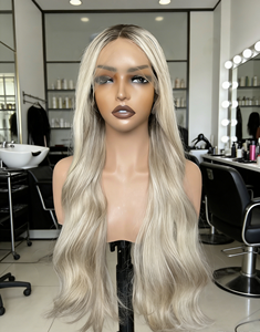 Perruque Lace Front Premium 100% Cheveux Humains pour <span class=keywords><strong>la</strong></span> Modestie Juive, Dentelle Suisse Invisible, Ligne de Cheveux Naturelle, Ondulations Blond Cendré Soyeuses - Product Image 1