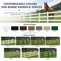 Clôture de ranch/ferme en PVC vinyle blanc à 3 rails pour chevaux et bétail, avec modélisation 3D, étanche et facile à assembler