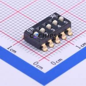 DSIC05LSGET DIP Switch SMD-10P,6x12.6mm Switch Flat Toggle, Raised Type Single Pole Single Throw 5 2.54mm - Product Image 1