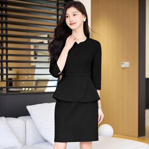 Women Professional Uniform Suit For Receptionist Hotel Work Wear Spring 2025 Beige Peplum Design SY6616 - Product Image 4