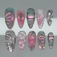 Hermosas Uñas Postizas Hechas a Mano, Uñas Artificiales 3D, Uñas de Gel