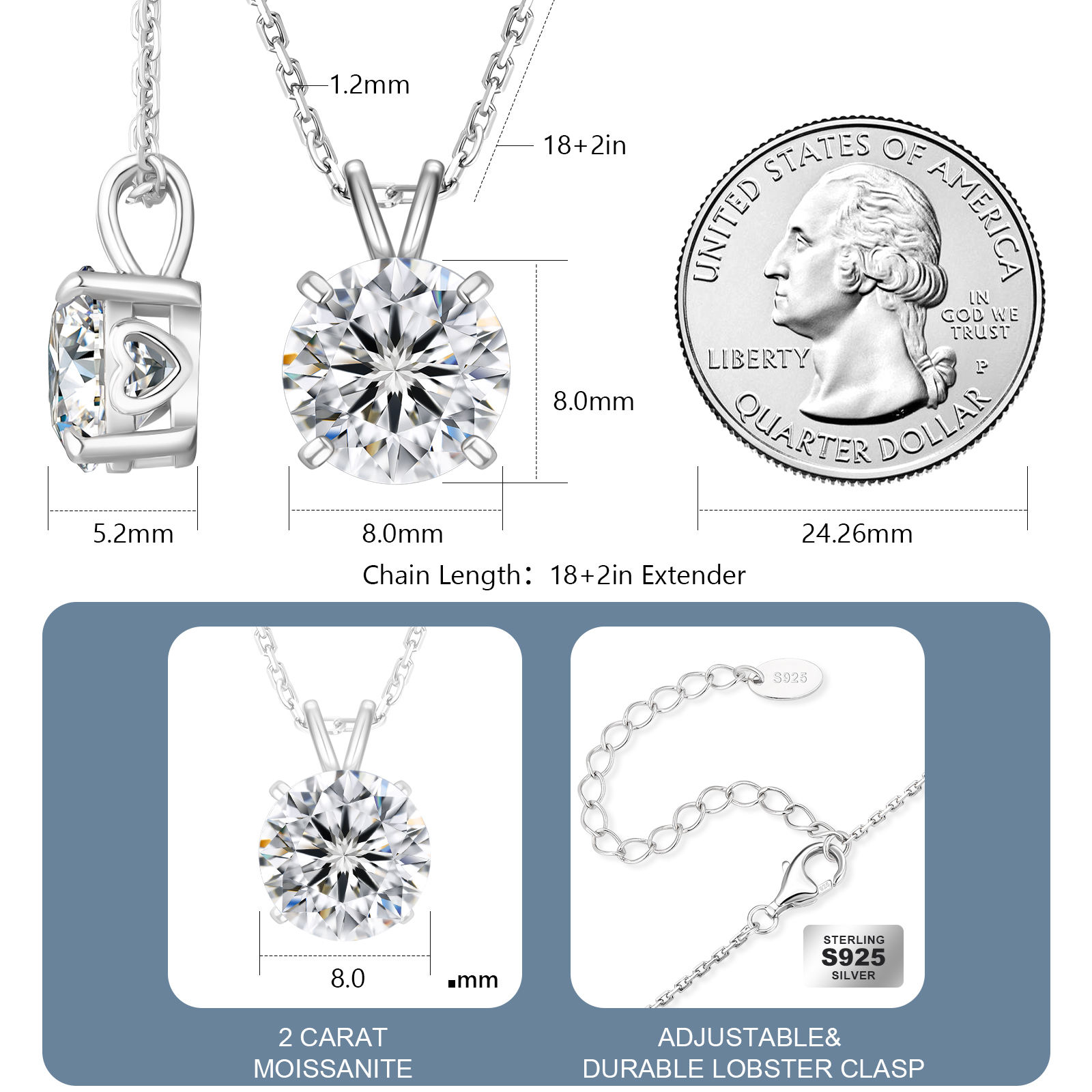 2.0 ct 4-Prong White Gold