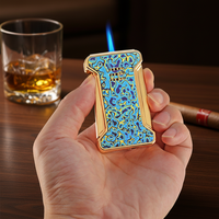 Briquet électronique à torche unique en métal JIFENG JF-092 avec impression UV personnalisée, rechargeable au butane, idéal pour les cadeaux d'affaires