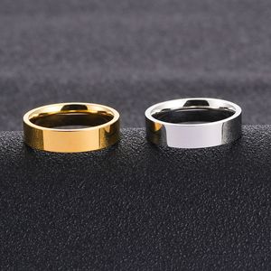 Người Đàn Ông Và Phụ Nữ Của Thép Không Gỉ Đơn Giản Vài Vòng Vàng Bóng Mạ Đồ Trang Sức Cưới Quà Tặng - Product Image 4