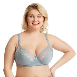 <b>Plus</b> <b>Size</b> <b>Strapless</b> Halter <b>Bra</b> for Women Sexy Lace Underwire Half Cup Hollow Out Lingerie E Cup - Product Image 1