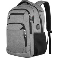 Mochila para Computadora LeapX Unisex, Geométrica, de Tela Oxford, Gran Capacidad, Multifuncional, Impermeable, con Puerto USB, para Negocios