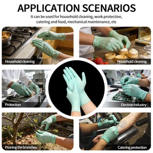 Gants en nitrile verts jetables, résistants aux perforations et imperméables, sans poudre, en vrac - Product Image 3