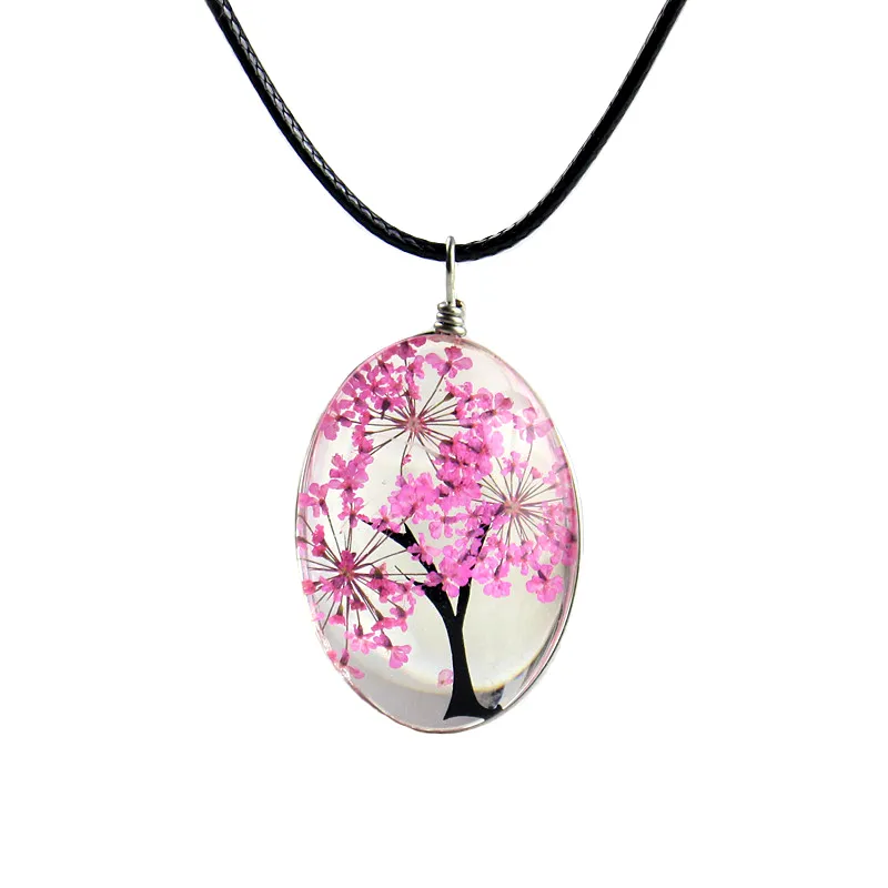 Diy זמן זכוכית אבני חן תכשיטים בעבודת יד צמח פרח מיובש תליון כוכב עץ החיים של שרשרת מתנות לנשים