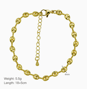 Pulsera de Cadena con Diseño de Nariz de Cerdo Chapada en Oro al por Mayor - Product Image 5