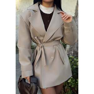 Gabardina Cruzada Vintage Alessandro para Mujer, Tela Vaquera, Cierre con Cinturón, Algodón Impermeable, Estampado para Primavera y Otoño - Product Image 5