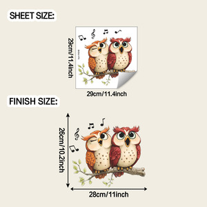 Autocollants muraux en PVC avec motif de hibou chantant de dessin animé mignon, pour les chambres <span class=keywords><strong>d</strong></span>'enfants, les salles de bain - Product Image 5